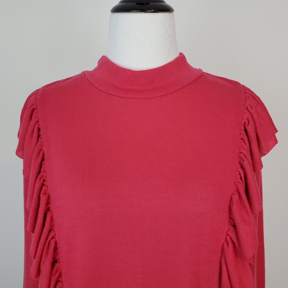 Eloquii Sweater Ruffle Knit Magenta Pink Purple Boho Spring Romantic Dramatic - Picture 4 of 10